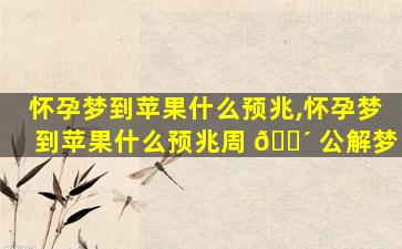 怀孕梦到苹果什么预兆,怀孕梦到苹果什么预兆周 🐴 公解梦